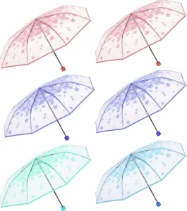 Price OEM Waterproof Sakura Cute Windproof Three-Folding Transparent Umbrella