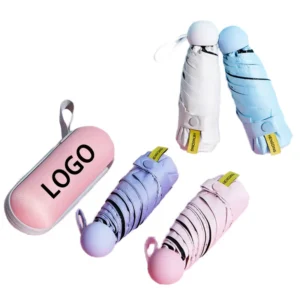 Prices 5 Fold Custom Super Mini Uv Pocket Small 5 Folding Umbrella With Capsule Case Gift Umbrellas with logo