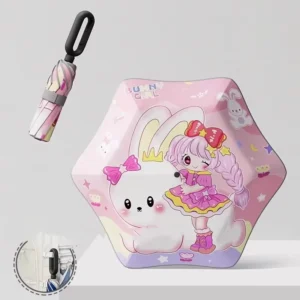 Primary School Children’s Manual Folding Cartoon Umbrella for Boys and Girls