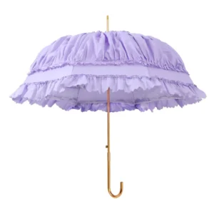 Princess Lace Bride Umbrella Pongee 190T Nylon Fabric Long Handle 8ribs 100cm Open Diameter Semi-Automatic Modern Luxury Wedding