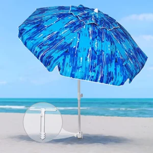Printed Beach Umbrella, Large, Windproof, Sun Protection