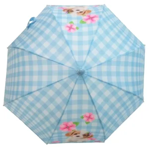 Printed Canopy Auto Open Manual Close 190T Pongee Children’s Umbrella with Silver Frame and Chrome Shaft