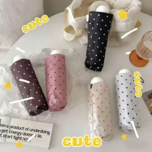 Printed Umbrella Dot Print Mini 5 Fold Waterproof Windproof Sun Rain Ladies Girls Gifts Bulk China OEM Factory