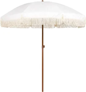 Printed Waterproof Boho Beach Umbrella with Tassel Fringe