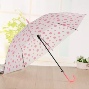 Printing clear Logo Letter Prints Dome Bubble Automatic Kid Plastic Handle Transparent Straight Umbrella