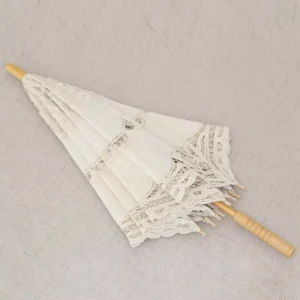 Products Sell Lace Wedding Parasol Umbrella Wooden Shaft Cotton Lace Parasol