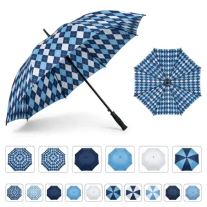 Professional 190T Pongee Fiberglass 30 Inch Windproof Stormproof Vented Canopy Semi-Automatic Straight Golf Umbrella