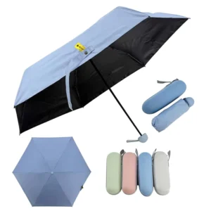 Promo Mini Compact Portable Travel Gift 19 Inch Manual Open Black UV Coating Waterproof Lightweight Portable 5 Fold Umbrella