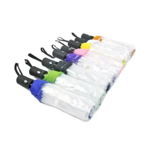 Promotion Transparent Fold Automatic Umbrella Clear Umbrella With Custom Logo