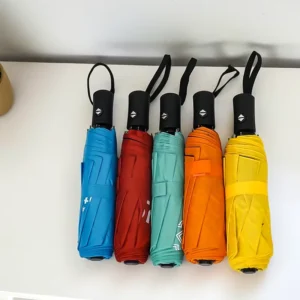 Promotional 3 Folding Windproof Fully Automatic Lightweight Umbrella with Custom Logo Print 21 Inch 8 Ribs