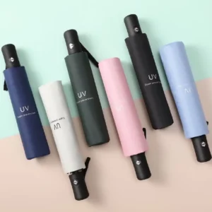 Promotional Automatic 8 Ribs Windproof Travel Umbrella Compact Three Folding Advertising for Custom Business Gifts Customized