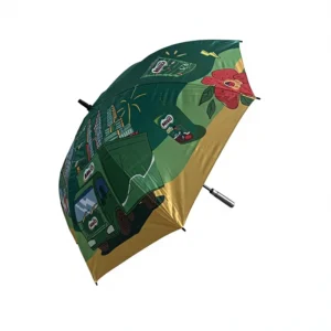 Promotional Business Gifts Fiberglass Golf Umbrella Large Size Custom Logo EVA Handle Classic Straight Auto Open