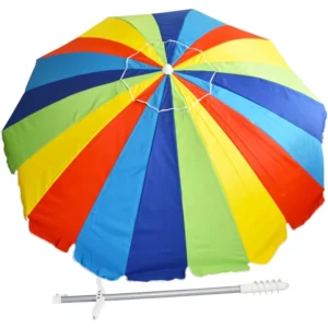 Promotional Colorful Rainbow Beach Umbrella with Fringe