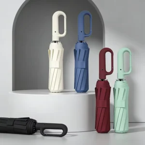 Promotional Custom Logo Ring Buckle Umbrella 10K Windproof UV Protection For Corporate Business