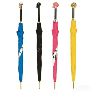 Promotional Gift Auto-Open Windproof Waterproof Metal-Skeleton Straight Umbrella with Head Handle, Custom Logo