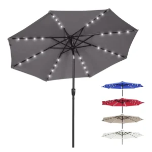 Promotional Heavy Duty Waterproof Outdoor Patio Parasol Modern Giant LED Sunshade Solar Umbrella for Hotel Park Restaurant