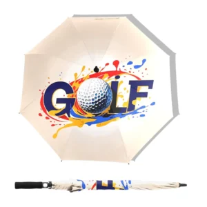 Promotional Large Windproof Rain Sun UV Protection Sublimation Straight Custom Golf Umbrella With Logo Printing