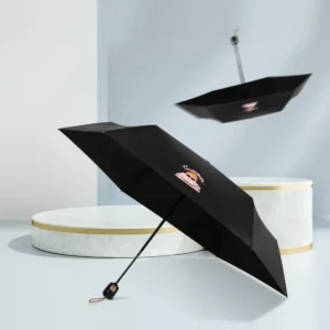 Promotional Retro Design Fully Automatic Open 3 Fold Custom Logo UV Protection Windproof 90cm Glass Fiber Umbrella