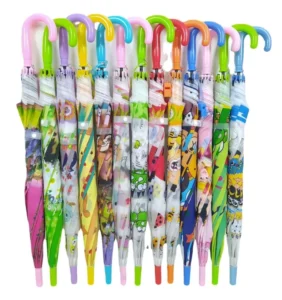 Promotional Transparent Plastic Handle Cartoon Cute Child Custom Poe Mini Umbrellas for Logo paraguas