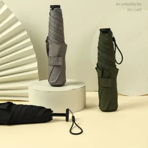Promotional Ultra Light 3 Folding Umbrella 6K Mini Portable Pencil Umbrella Sun Rain Dual use Custom Logo Print