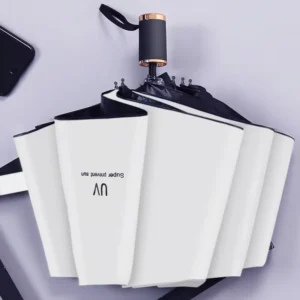 Promotional White Mini Foldable Umbrellas 8 Rib 3 Fold Sun Custom Logo Print Rain Folding Uv protection Umbrella