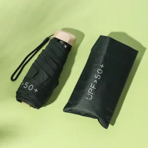 Purse Size Tiny Portable Travel Umbrella Mini Flat 5 Fold Aluminum Alloy Sun & Rain Parasol Windproof