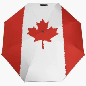 Quick-Dry Canada National Flag Emblem Pattern Folding Fully Automatic Rainproof Sunproof Umbrella