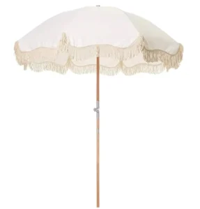 RPET Outdoor Wooden Patio Beach Umbrella With Tassels