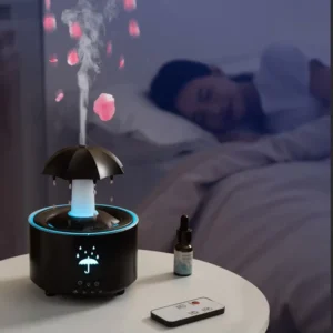 Rain Cloud Umbrella Aroma Diffuser Hotel Use Colorful Light Ultrasonic Air Humidifier 300ML Rotating Raindrop Essential Oil