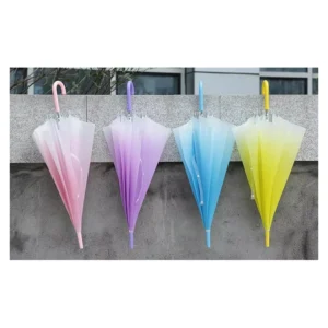Rain Flower Gradient Color Long Handle Straight Umbrella Good Quality Disposable Street Vendor UV Protection Umbrella