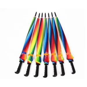 Rainbow Color 16K Straight Stick Rain Umbrella