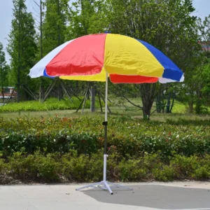 Rainbow Multi-Color Folding Sun Umbrella Silver Coating Windproof Strips Outdoor Beach Sunshade