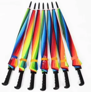 Rainbow Rain Stick Umbrella 16-Rib Straight Automatic Long-Handled Umbrella for Men and Women G26-301
