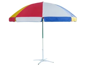 Rainbow Striped UV-Protective Portable Beach Umbrella for Picnics and Seaside Tables