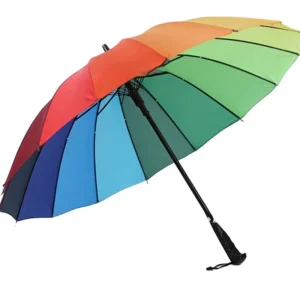 Rainbow Umbrella 16 Rib Large Long Handle Straight Manual Double Business Insurance Paraguas