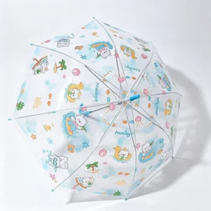Ready to Ship Kids’ Cartoon Umbrella with Auto Open Transparent POE Panel for Beach Holidays