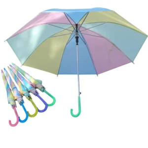 Ready to Ship Rainbow Transparent Color Straight Rod Colorful Straight POE Umbrella
