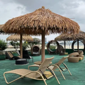 Realistic Mushroom Design Garden Umbrella with Fixed Base Sunshade for Beach Backyard Resorts & Courtyard Hotel Decoration