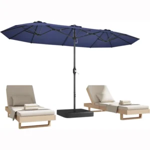 Rectangle Factory Umbrella Wind-Resistant 100% Polyester Canopy Central Pole Garden Use