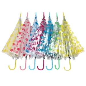 Recyclable POE Transparent Umbrella 23 Inch Semi-Auto Open PVC Clear Wedding Rain Umbrella for Promotion