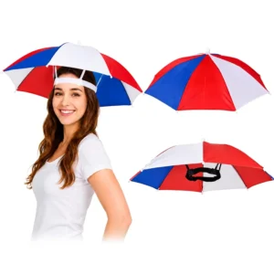 Red White Blue Umbrella Hat Adjustable Headband USA Patriotic Party Cap for Independence Day Events