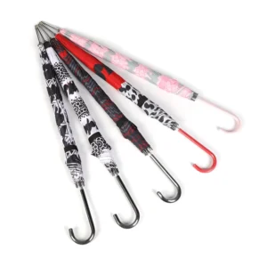 Red Women’s Delicate Small Straight Pattern Mini Stick Umbrella