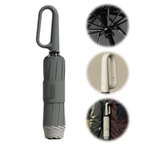 Reflective Piping Promotional Automatic Three-Folding Reverse Umbrella for Backpack