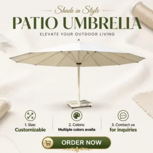 Retractable Double-Head Capsule Umbrella with Poly-Cotton Canopy and Fiberglass Ribs