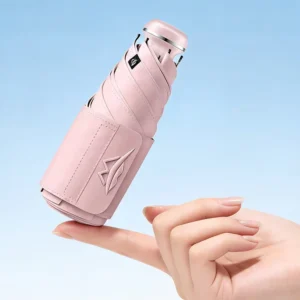 Retractable-Handle Five-Fold Compact Sun Umbrella with Widened Straps