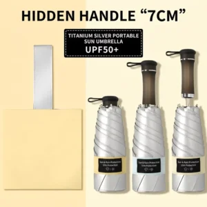 Retractable Handle Manual Parasol for Women and Men Compact Five Fold Design with Sun Protection and UV Defense Double Rain Umbrella