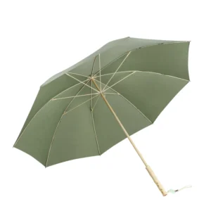 Retro Curved Grip Semi-Automatic Straight Rain Parasol Wind-Resistant Fiberglass Large Stick Umbrella
