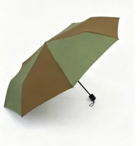 Retro Green Brown Patchwork 3-Fold Wind-Resistant Lightweight Manual Folding Umbrella for Men