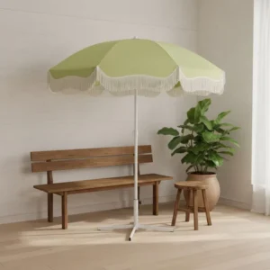 Retro Tassels Beach Umbrella Luxury Small Vintage Sun Shade Portable Fringe Parasol Outdoor Patio Garden UV Protection