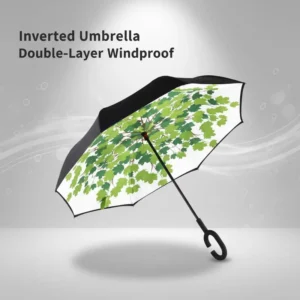 Reverse C-Handle Double-Layer Fully Automatic Umbrella, 109cm, Fiberglass Ribs